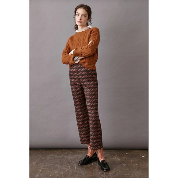 ANTHROPOLOGIE Dolan Tweed Kick Crop Flare Elastic Waist Beth Pant // L - Picture 1 of 11